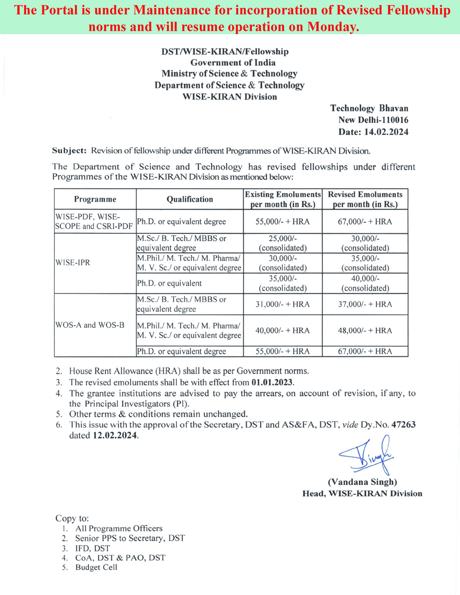 Women Scientist Scheme (WOS)